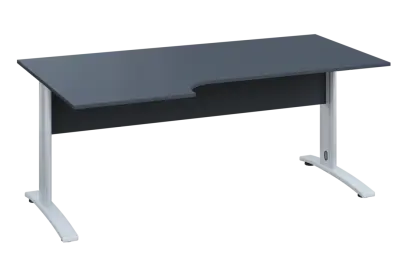 ERK 18 - 186 stůl kancelářský, rohový, levý, kovová podnož bílá, deska 18 mm, široký 1800 mm, antracit